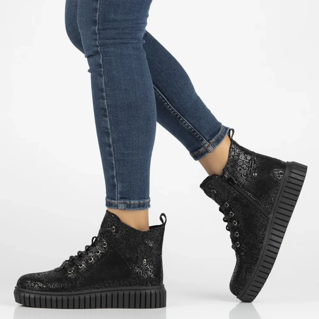 Leather ankle boots DBT6368/24 BK PT black