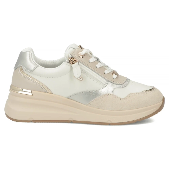 Skórzane sneakersy Filippo DP7767/26 WH biało-beżowe