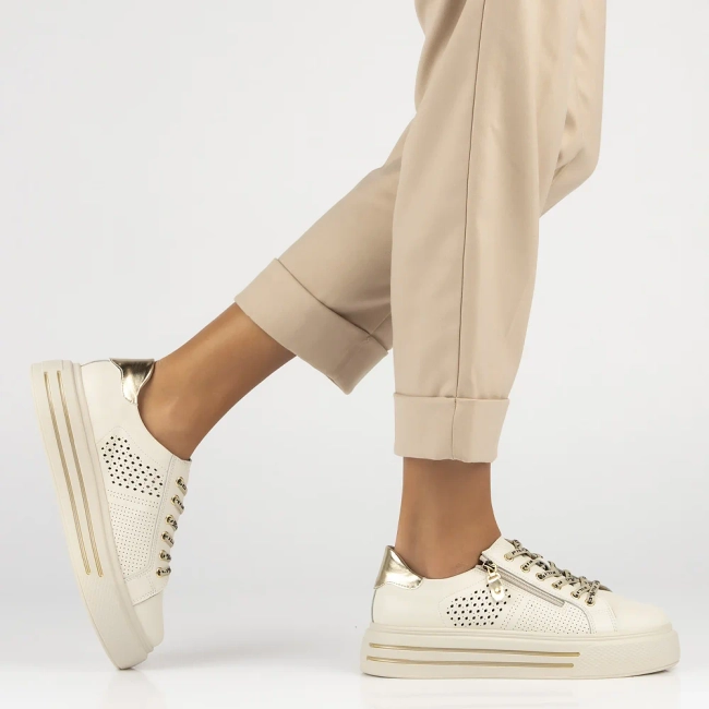 Leather sneakers Filippo DP6704/25 BE beige