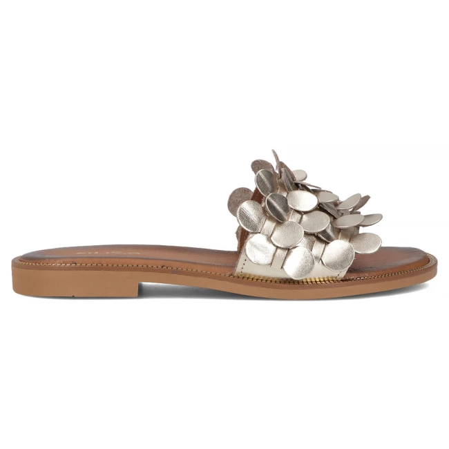 Leather flip-flops Filippo 40381 gold