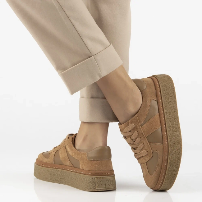 Skórzane sneakersy Filippo DP7174/25 BR brązowe