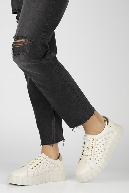 Skórzane sneakersy Filippo DP4535/23 BE beżowe