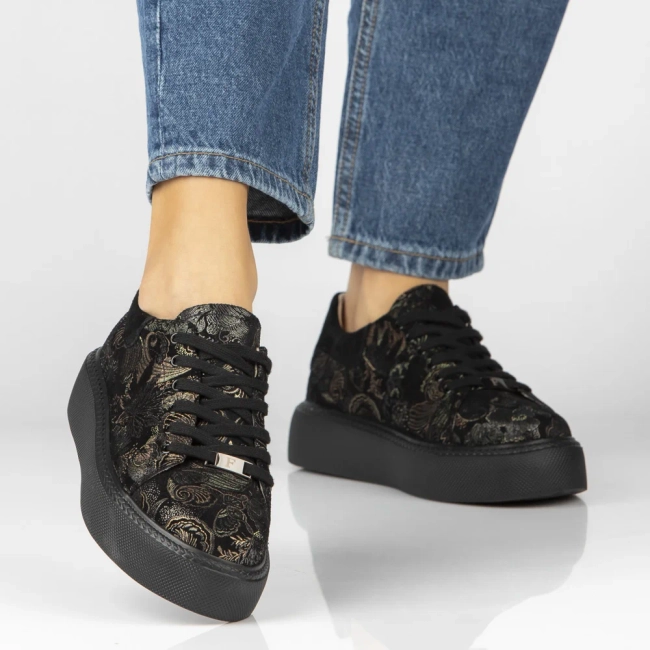Leather sneakers Filippo DP6119/26 BK MLT black