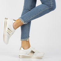 Leather Sneakers Filippo DP1414/21 WH GO white gold