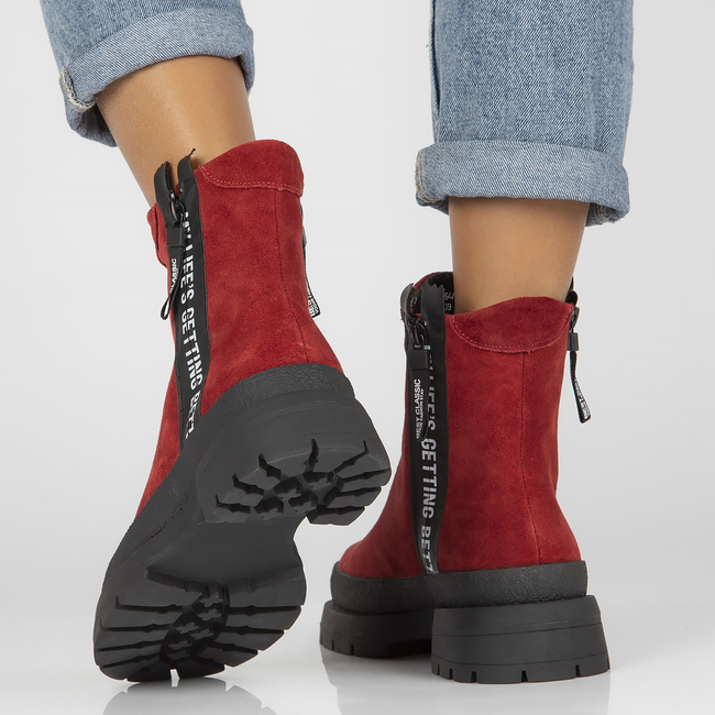 Leather ankle boots Filippo DBT4164/22 RD red