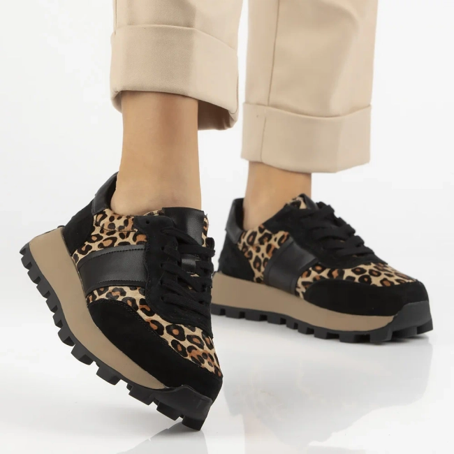 Leather sneakers Filippo DP7112/25 BK LEO black