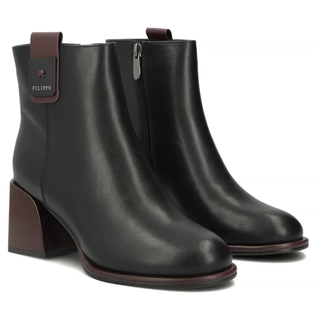 Leather ankle boots Filippo DBT8126/26 BK BG black