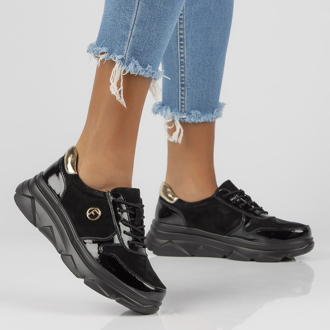 Leather Sneakers Filippo DP3185/21 BK black