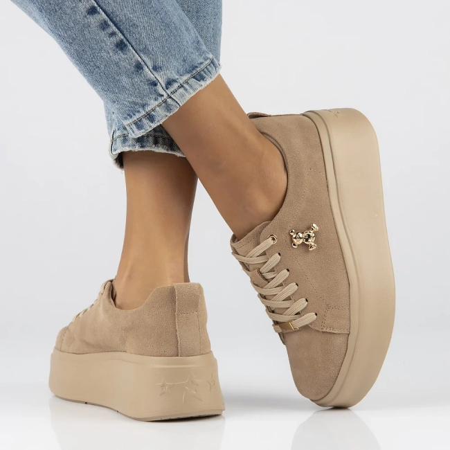 Leather sneakers Filippo DP6246/24 BE beige