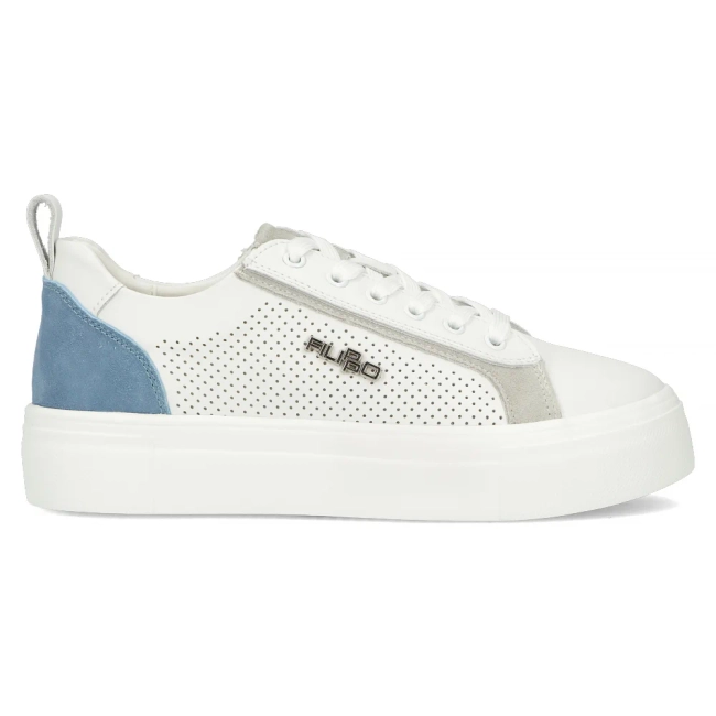 Skórzane sneakersy Filippo DP6040/24 BL GR biało-niebieskie