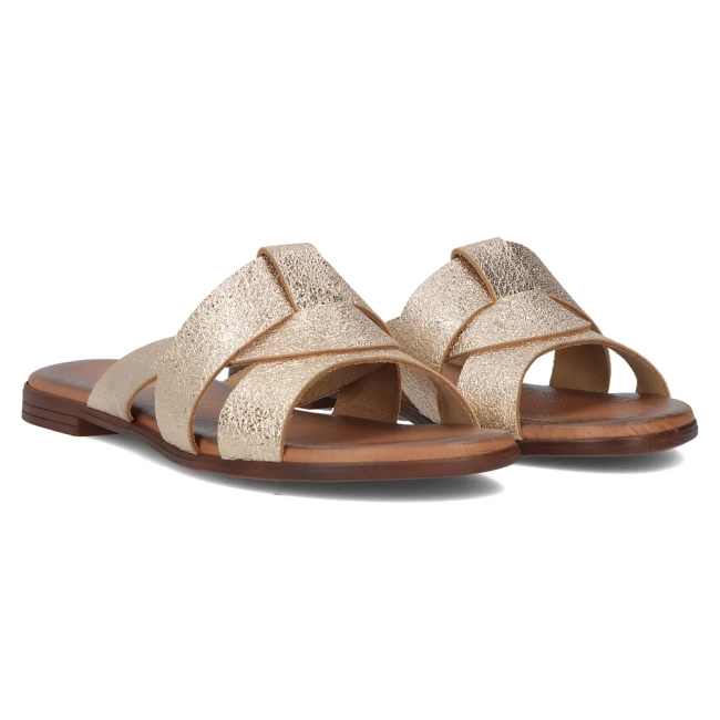 Leather flip-flops Filippo 40387 gold