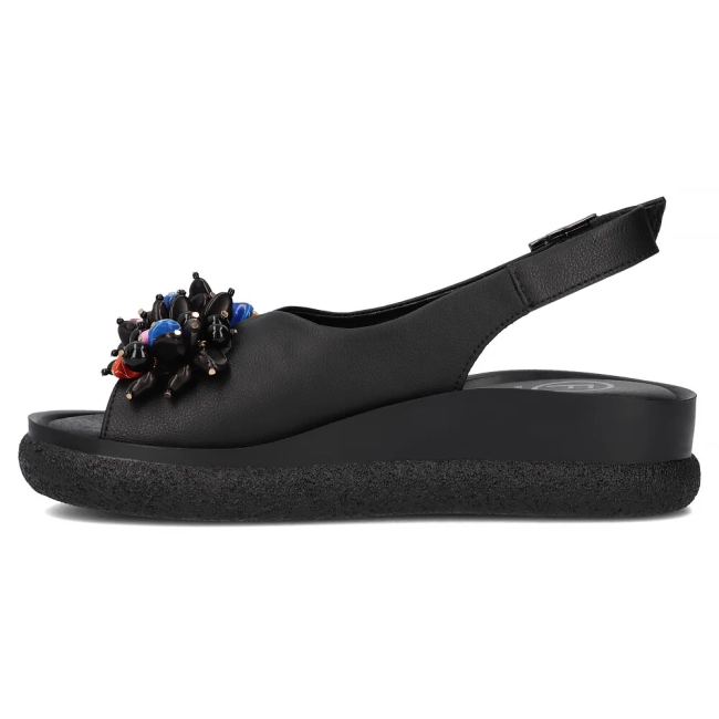 Skórzane sandały na platformie Filippo DS6983/25 BK czarne