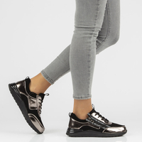 Leather sneakers Filippo DP3149/21 BK GN dark nickel