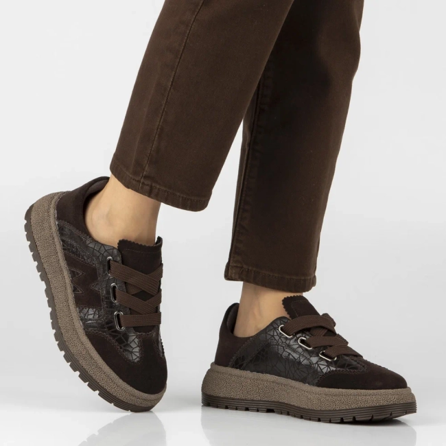 Skórzane sneakersy Filippo DP7978/26 BR brązowe