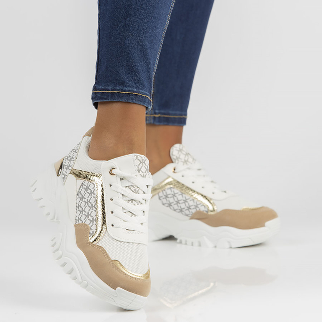 Sneakersy Filippo BB116 biało-beżowe