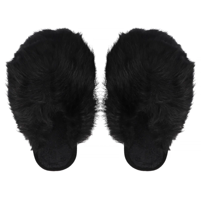 Fur slippers Filippo DK7475/25 BK black