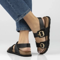 Leather sandals BOLUS-252 NAPA NEGRO black