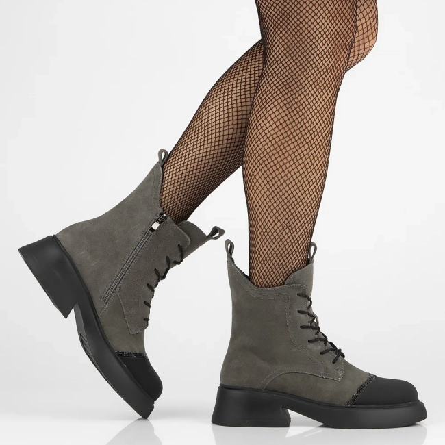 Skórzane trzewiki Filippo DBT6566/24 GR szare