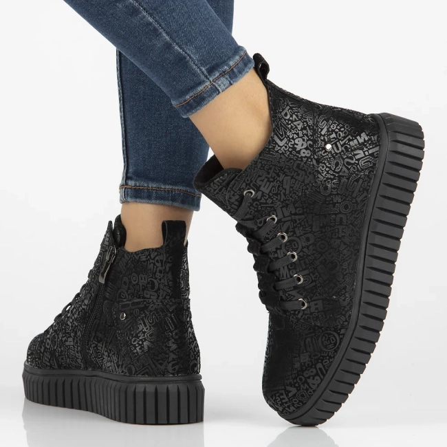 Leather ankle boots DBT6368/24 BK PT black