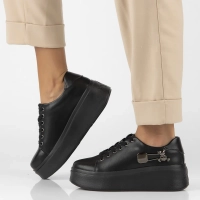 Skórzane sneakersy Filippo DP6423/24 BK czarne