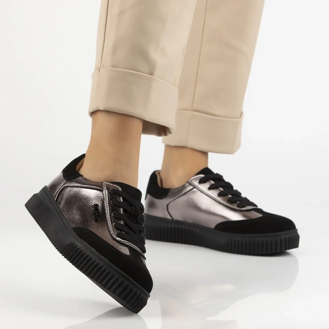 Leather sneakers Filippo DP7123/25 GN gun metal