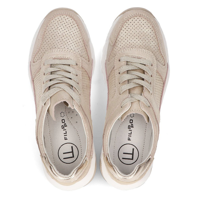 Skórzane Sneakersy Filippo DP2008/21 GO złote
