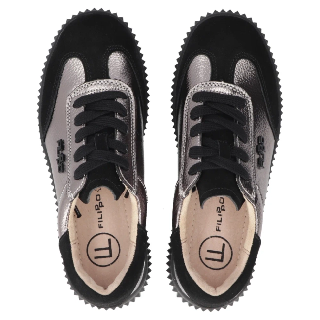 Skórzane sneakersy Filippo DP7123/25 GN gun metal