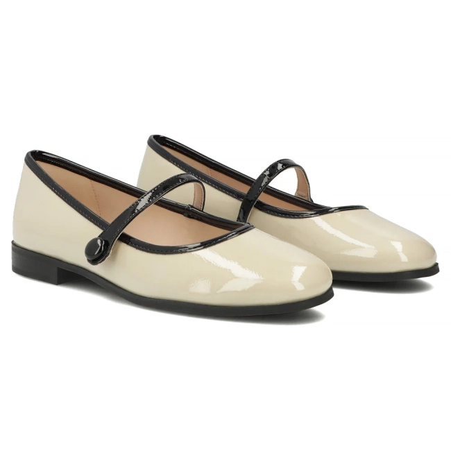 Skórzane baleriny Filippo DP7743/26 L BE beżowe