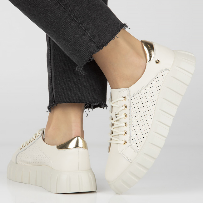 Skórzane sneakersy Filippo DP4535/23 BE beżowe