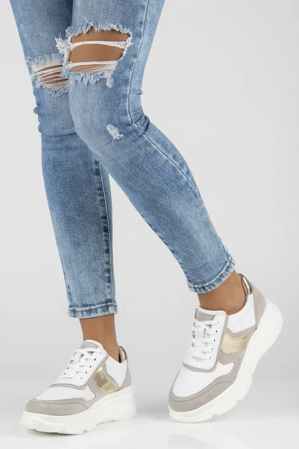 Leather Sneakers Filippo DP4579/24 WH GR white grey