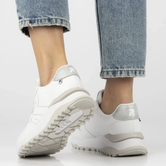 Skórzane sneakersy Rieker W2502-80 białe