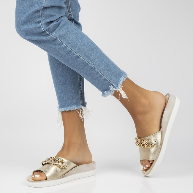 Leather flip-flops Filippo 105 gold