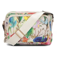 Messenger bag beige flowers