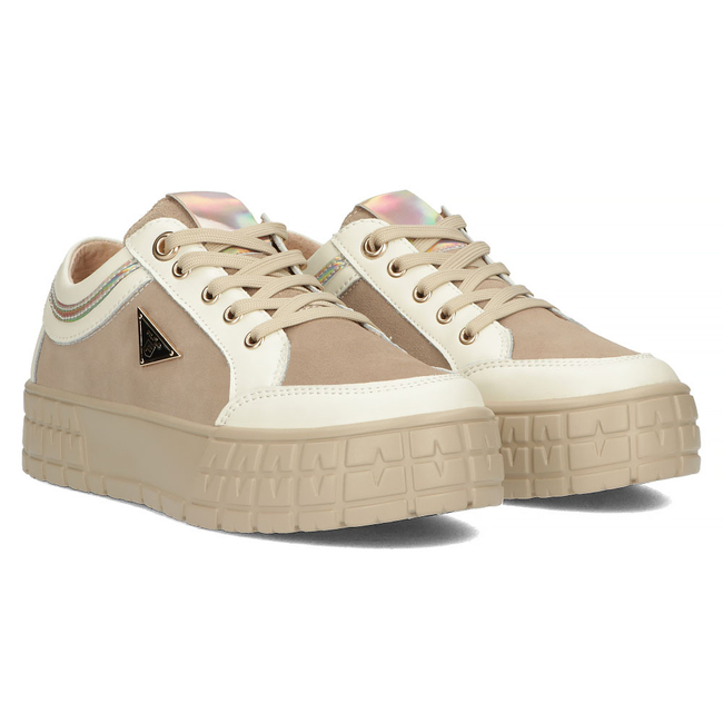 Skórzane półbuty na platformie Filippo DP4245/23 BE beżowe