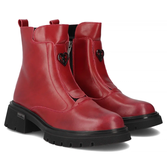 Leather ankle boots Filippo DBT7148/25 RD red