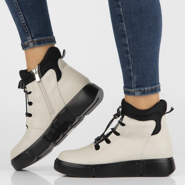 Skórzane botki na platformie Filippo DBT6532/25 BE beżowe