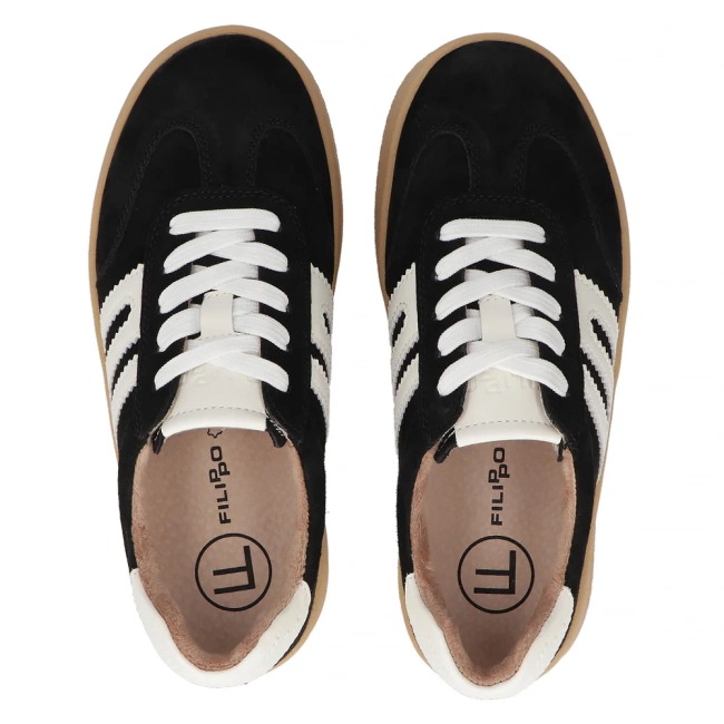 Skórzane sneakersy Filippo DP6994/25 BK czarne