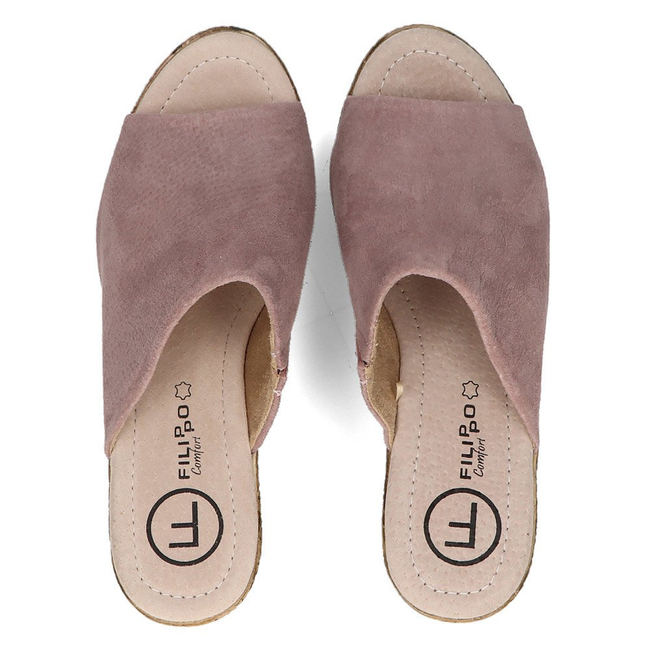 Skórzane klapki Filippo DK2143/21 SD wrzosowy-beż