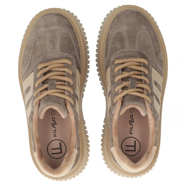 Skórzane sneakersy Filippo DP7111/26 TP taupe