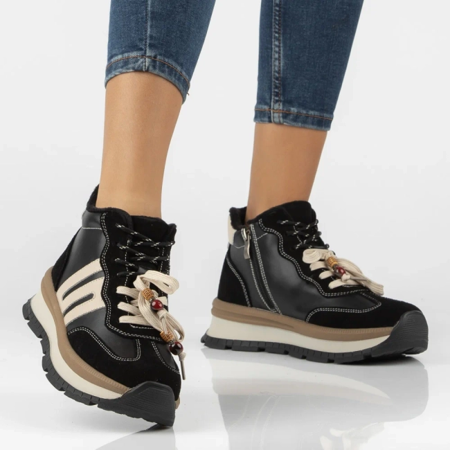 Leather platform ankle boots Filippo DBT8064/26 BK black