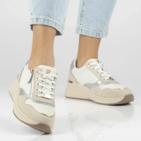Skórzane sneakersy Filippo DP7767/26 WH biało-beżowe
