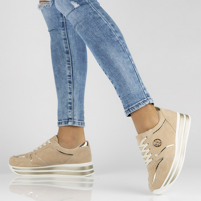 Skórzane Sneakersy Filippo DP3682/22 BE beżowe