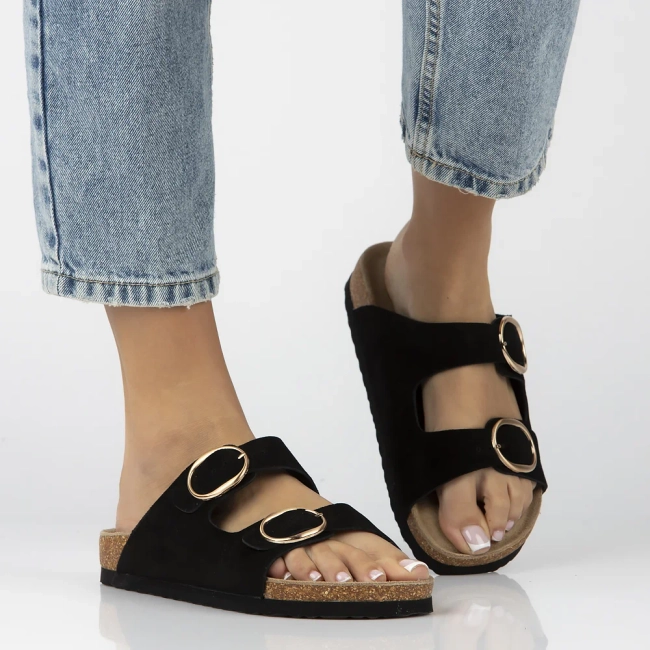 Skórzane klapki Filippo DK7061/25 BK czarne