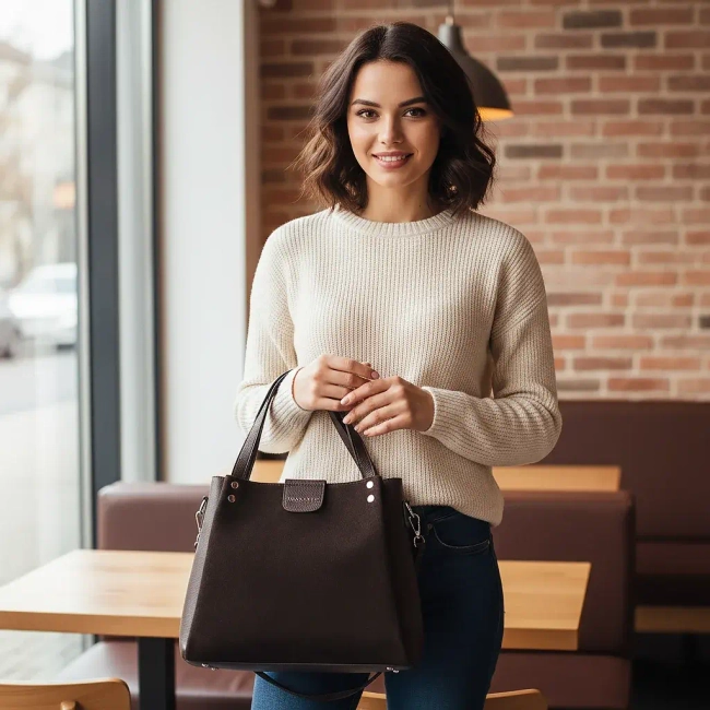 Leather handbag Toscanio G123 brown