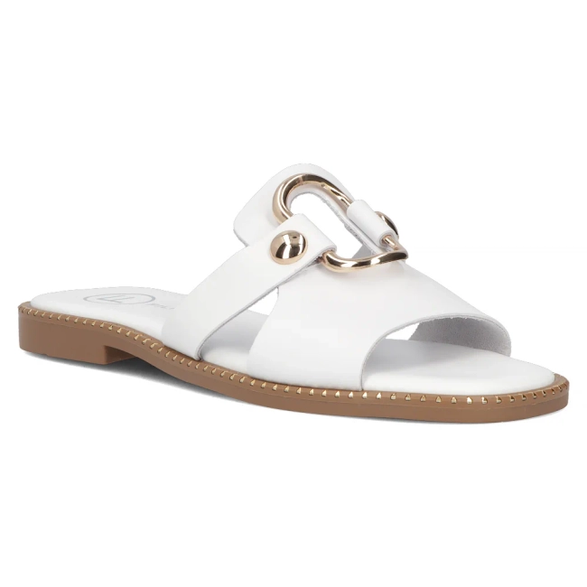 Leather slippers Filippo DK6264/24 WH white