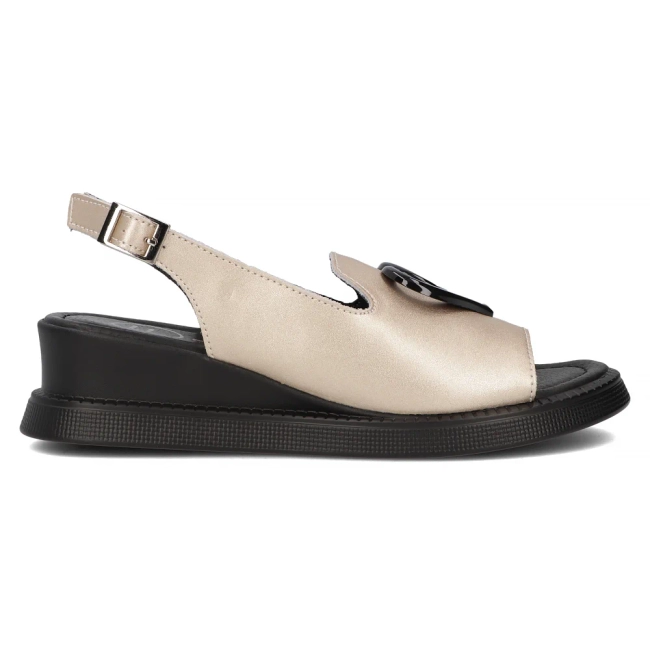 Skórzane sandały na platformie Filippo DS6069/25 GO złote