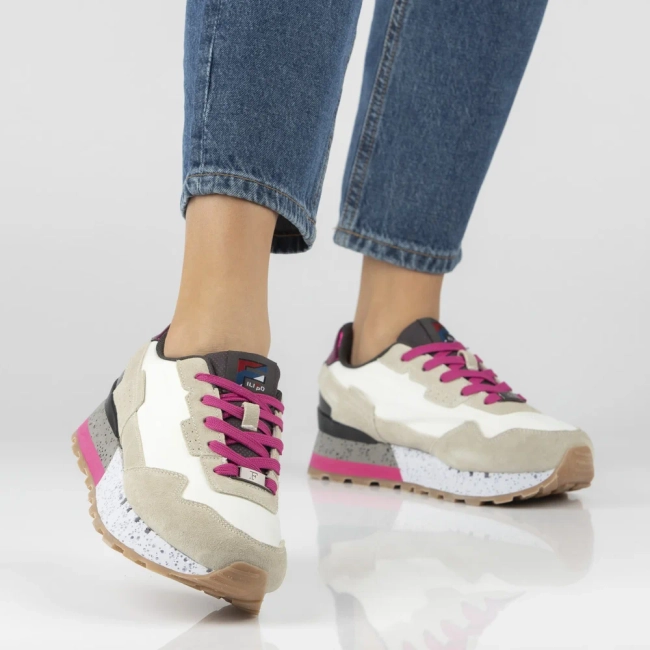 Skórzane sneakersy Filippo DP7927/26 WH FH biało-beżowe