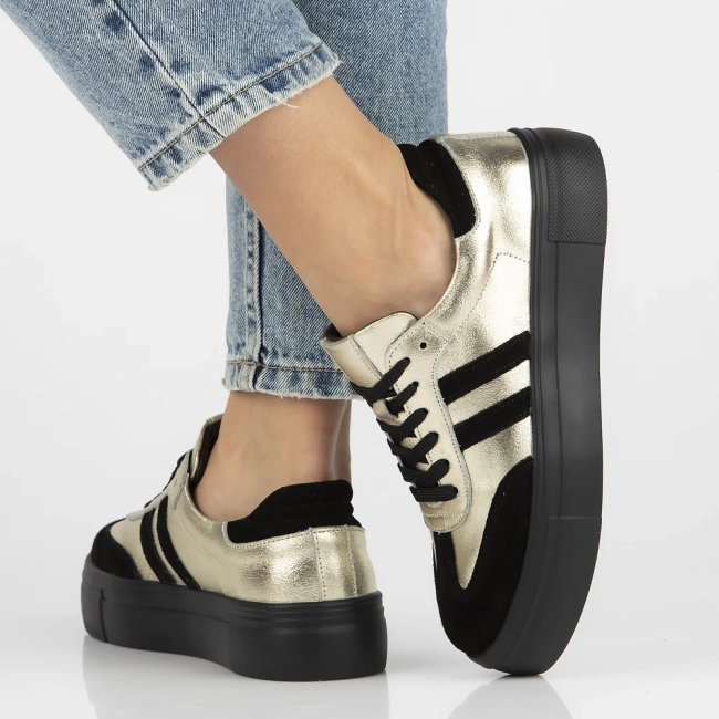 Leather sneakers Filippo DP6841/25 GO BK gold