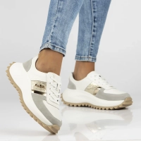 Skórzane sneakersy Filippo DP6773/25 WH GR biało szare