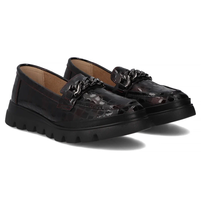 Skórzane półbuty na platformie Filippo DP6467/25 BG bordowe